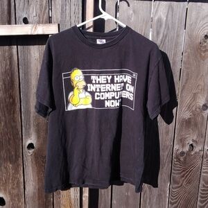 Vintage Simpsons Graphic Tee Adult Large Homer Computer 90s Y2K Delta Proweight